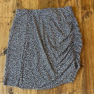 Ruched Floral Black and White Mini-Skirt